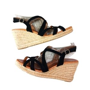 Eric Michael Lindsey Black Suede Espadrilles Size 8.5- 9 EUR 40